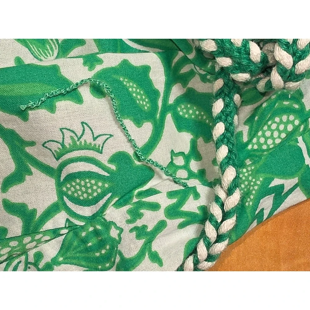 Zara Green White Damask Paisley Print Mini Shirt Dress Braided Belt Womens Sz M - Picture 8 of 8